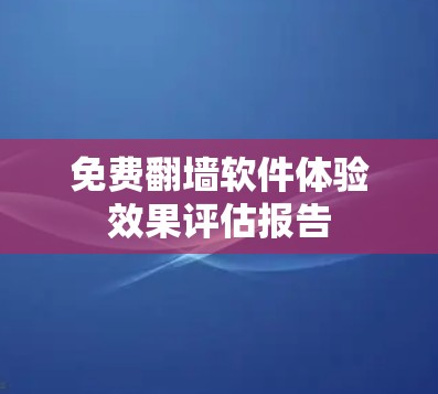 免费翻墙软件体验效果评估报告